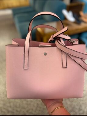 Tory Burch Blush Pink Leather Mini Tote with Detachable Strap